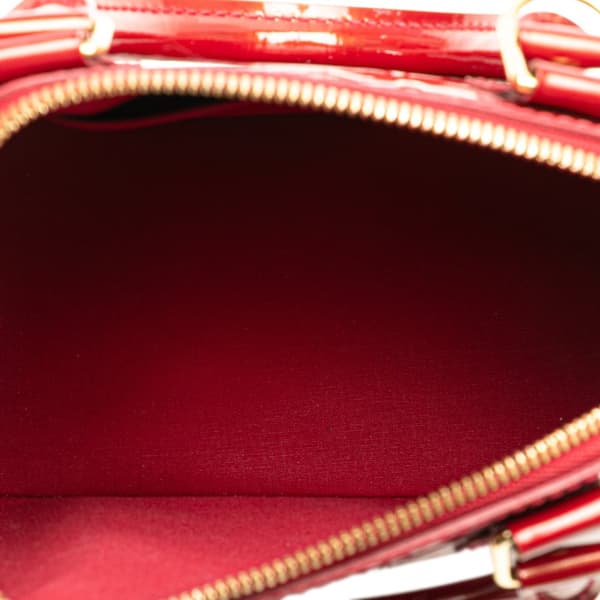 Pre-owned Louis Vuitton Monogram Vernis Rayures Alma BB Red