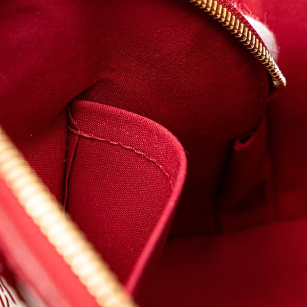 Pre-owned Louis Vuitton Monogram Vernis Rayures Alma BB Red