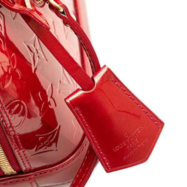 Pre-owned Louis Vuitton Monogram Vernis Rayures Alma BB Red