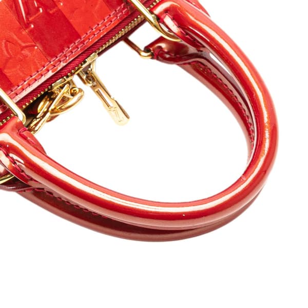 Pre-owned Louis Vuitton Monogram Vernis Rayures Alma BB Red