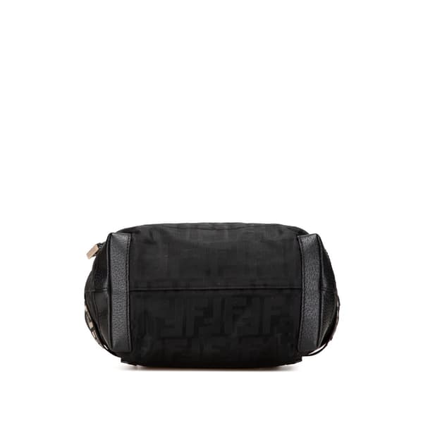 Pre-owned Fendi Zucca Nylon Zip Code Handbag Black