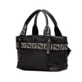 Miniatyrbild 2 av 10: Pre-owned Fendi Zucca Nylon Zip Code Handbag Black