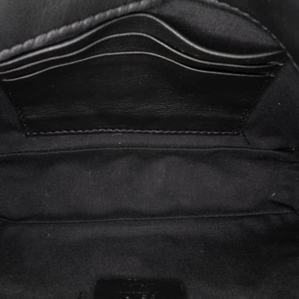 Pre-owned Fendi Mini Zucca Embossed Leather Baguette Satchel Black