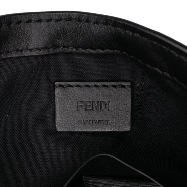 Pre-owned Fendi Mini Zucca Embossed Leather Baguette Satchel Black