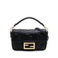 Pikkukuva 1 / 10: Pre-owned Fendi Mini Zucca Embossed Leather Baguette Satchel Black
