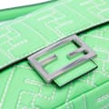 Miniatyrbilde 6 av 10: Pre-owned Fendi Zucca Embossed Stitched Leather Baguette Satchel Green