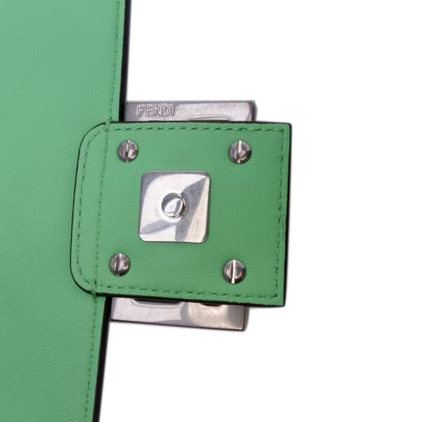 Pre-owned Fendi Zucca Embossed Stitched Leather Baguette Satchel Green