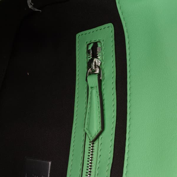 Pre-owned Fendi Zucca Embossed Stitched Leather Baguette Satchel Green