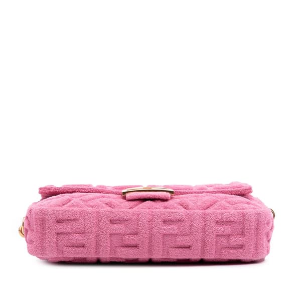 Pre-owned Fendi Zucca Embossed Terry Cloth Baguette Satchel Pink