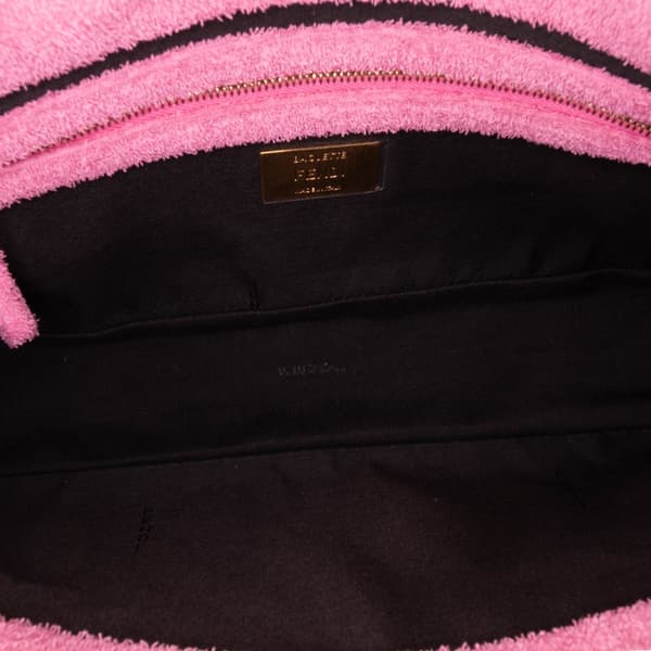 Pre-owned Fendi Zucca Embossed Terry Cloth Baguette Satchel Pink