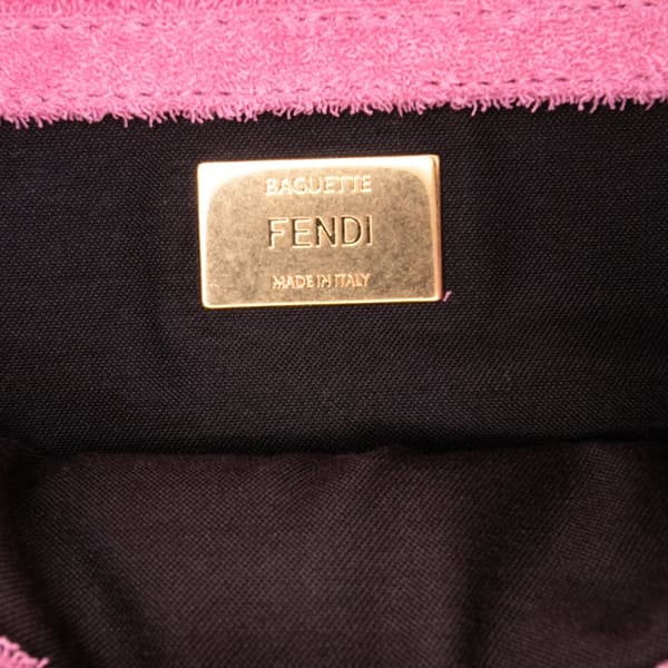 Pre-owned Fendi Zucca Embossed Terry Cloth Baguette Satchel Pink