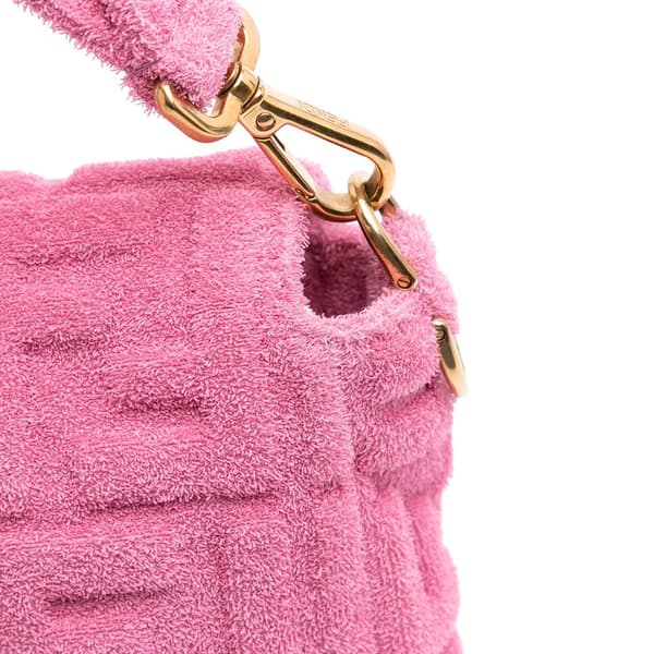 Pre-owned Fendi Zucca Embossed Terry Cloth Baguette Satchel Pink