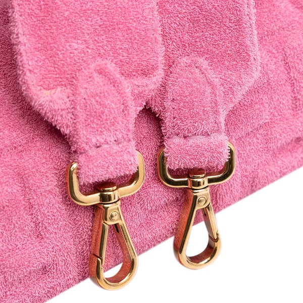 Pre-owned Fendi Zucca Embossed Terry Cloth Baguette Satchel Pink