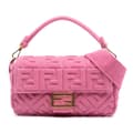 Miniatyrbilde 1 av 10: Pre-owned Fendi Zucca Embossed Terry Cloth Baguette Satchel Pink