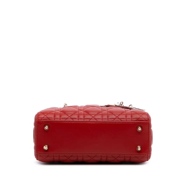 Pre-owned Dior Small Lambskin Cannage My ABCDior Lady Dior Red