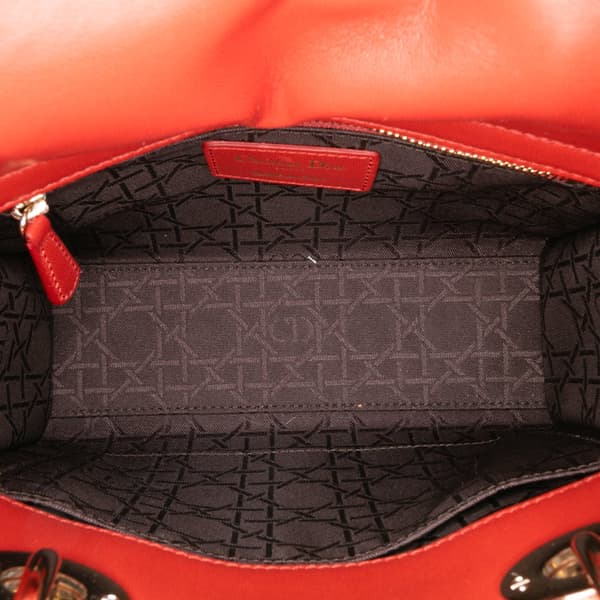 Pre-owned Dior Small Lambskin Cannage My ABCDior Lady Dior Red