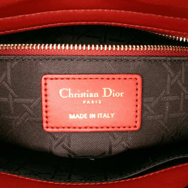 Pre-owned Dior Small Lambskin Cannage My ABCDior Lady Dior Red