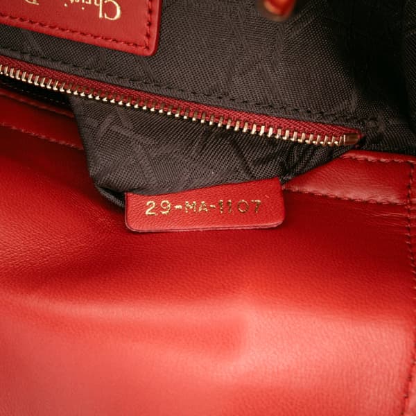 Pre-owned Dior Small Lambskin Cannage My ABCDior Lady Dior Red