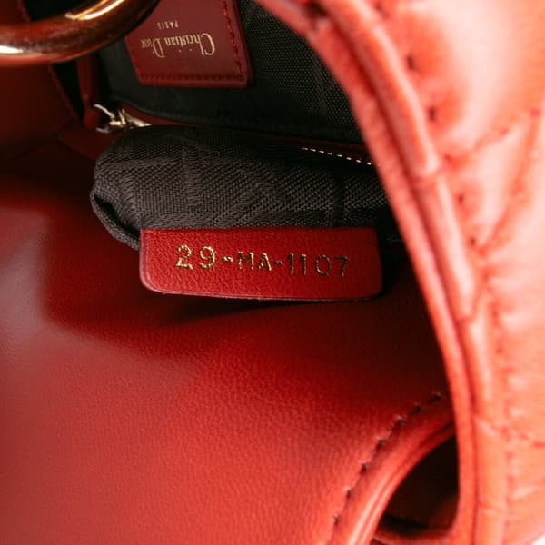 Pre-owned Dior Small Lambskin Cannage My ABCDior Lady Dior Red