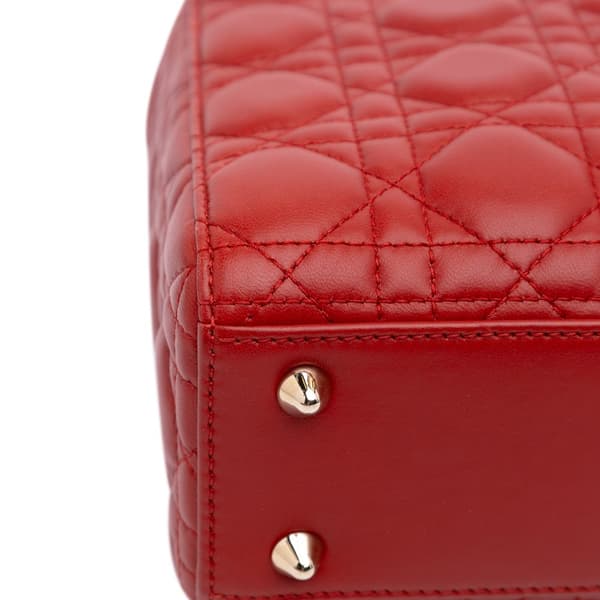 Pre-owned Dior Small Lambskin Cannage My ABCDior Lady Dior Red
