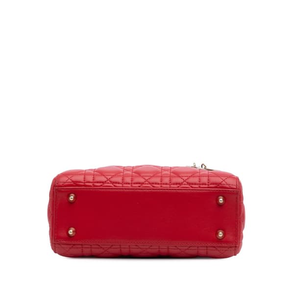 Pre-owned Dior Small Lambskin Cannage My ABCDior Lady Dior Red