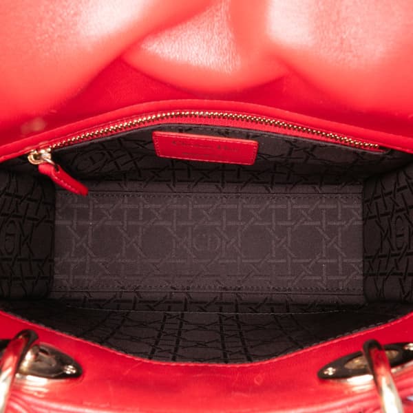 Pre-owned Dior Small Lambskin Cannage My ABCDior Lady Dior Red