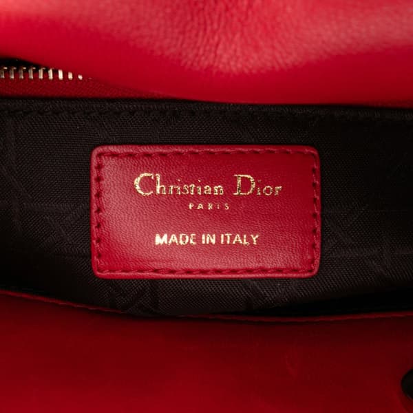 Pre-owned Dior Small Lambskin Cannage My ABCDior Lady Dior Red