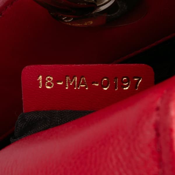 Pre-owned Dior Small Lambskin Cannage My ABCDior Lady Dior Red