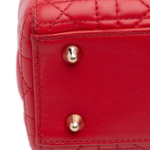 Pre-owned Dior Small Lambskin Cannage My ABCDior Lady Dior Red