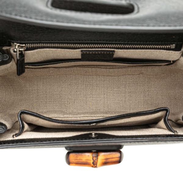 Pre-owned Gucci Calfskin Bamboo Night Black