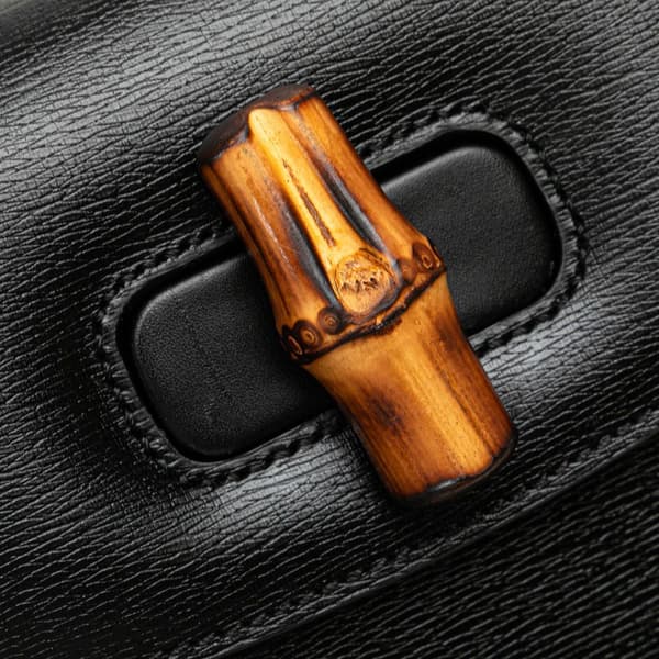 Pre-owned Gucci Calfskin Bamboo Night Black