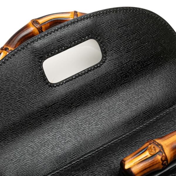 Pre-owned Gucci Calfskin Bamboo Night Black