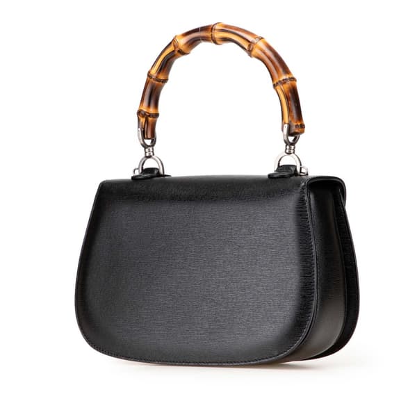Pre-owned Gucci Calfskin Bamboo Night Black