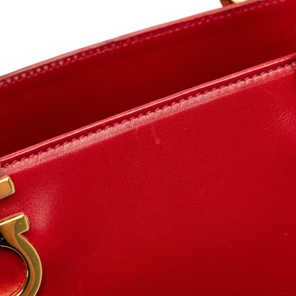 Pre-owned Ferragamo Leather Gancini Satchel Red