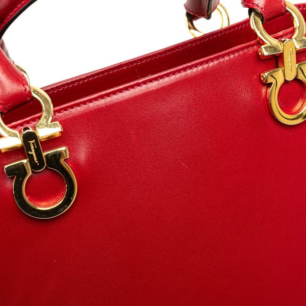 Pre-owned Ferragamo Leather Gancini Satchel Red