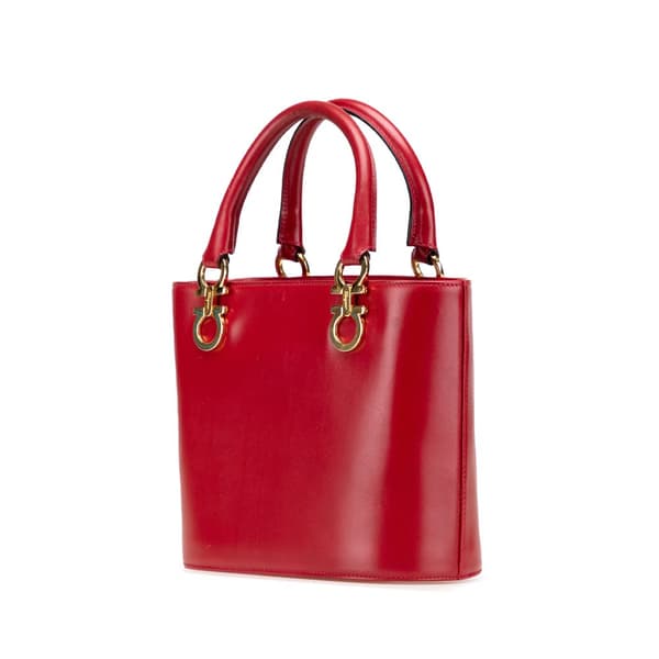 Pre-owned Ferragamo Leather Gancini Satchel Red