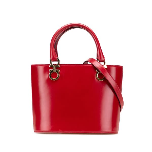 Pre-owned Ferragamo Leather Gancini Satchel Red
