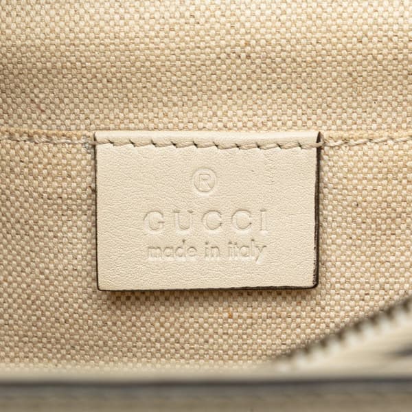 Pre-owned Gucci Medium Leather Bamboo Dionysus Web Satchel White
