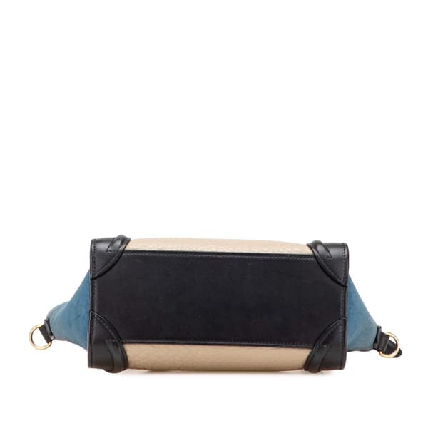 Pre-owned Celine Nano Tricolor Nubuck and Calfskin Luggage Tote Brown