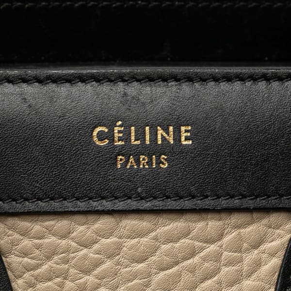 Pre-owned Celine Nano Tricolor Nubuck and Calfskin Luggage Tote Brown
