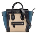 Miniatyrbild 1 av 10: Pre-owned Celine Nano Tricolor Nubuck and Calfskin Luggage Tote Brown