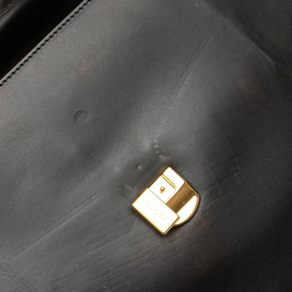 Pre-owned Gucci Medium Leather Sylvie Top Handle Bag Black