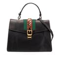 Miniatyrbild 1 av 10: Pre-owned Gucci Medium Leather Sylvie Top Handle Bag Black