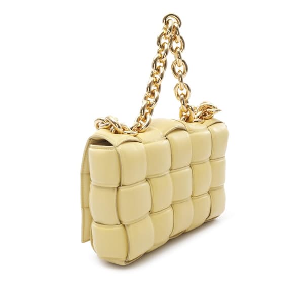 Pre-owned Bottega Veneta Nappa Intrecciato Padded Chain Cassette Satchel Yellow
