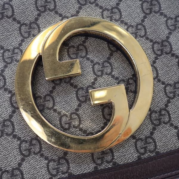 Pre-owned Gucci Small GG Supreme Blondie Chain Satchel Brown