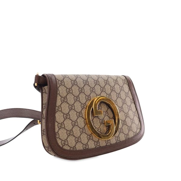 Pre-owned Gucci Small GG Supreme Blondie Chain Satchel Brown
