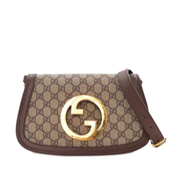Pre-owned Gucci Small GG Supreme Blondie Chain Satchel Brown