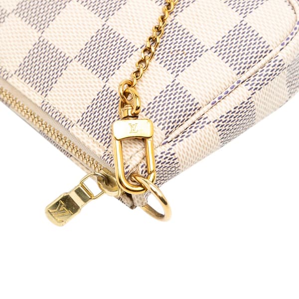 Pre-owned Louis Vuitton Damier Azur Mini Pochette Accessoires White