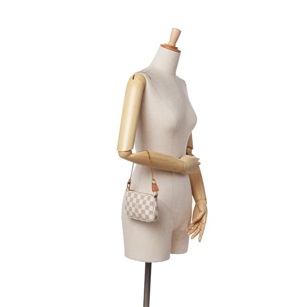 Pre-owned Louis Vuitton Damier Azur Mini Pochette Accessoires White