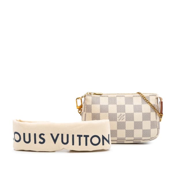 Pre-owned Louis Vuitton Damier Azur Mini Pochette Accessoires White
